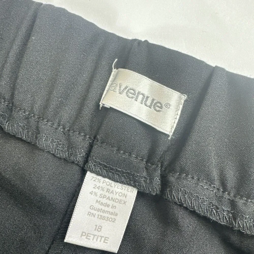 Avenue Pull On‎ Straight Leg Dress Pants Womens 18P Black Tummy Control Stretch - Picture 3 of 11